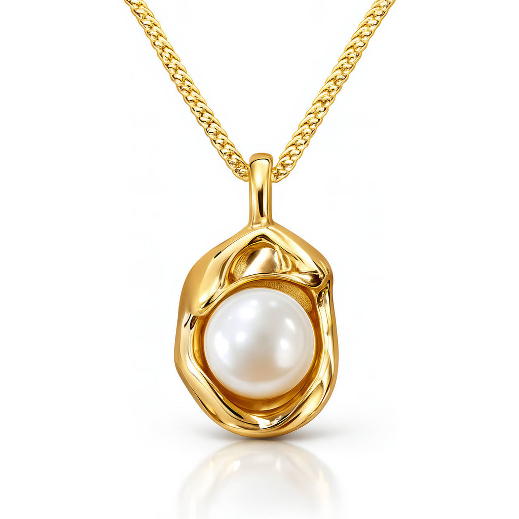 Pearl Drop Necklace gold pearl necklace by Boujee & Co