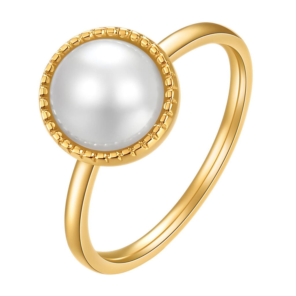 Pearl Halo Band gold pearl ring by Boujee & Co