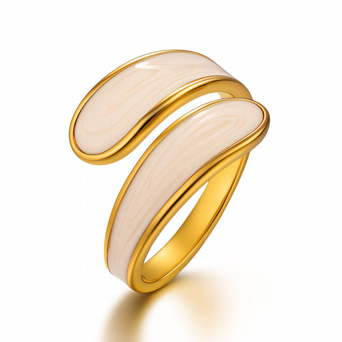 Enamel Curve Band gold ring by Boujee & Co