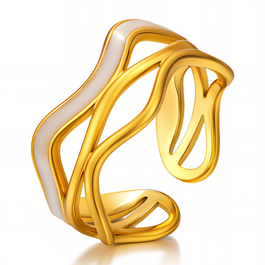 Sculpted Line Band gold ring by Boujee & Co
