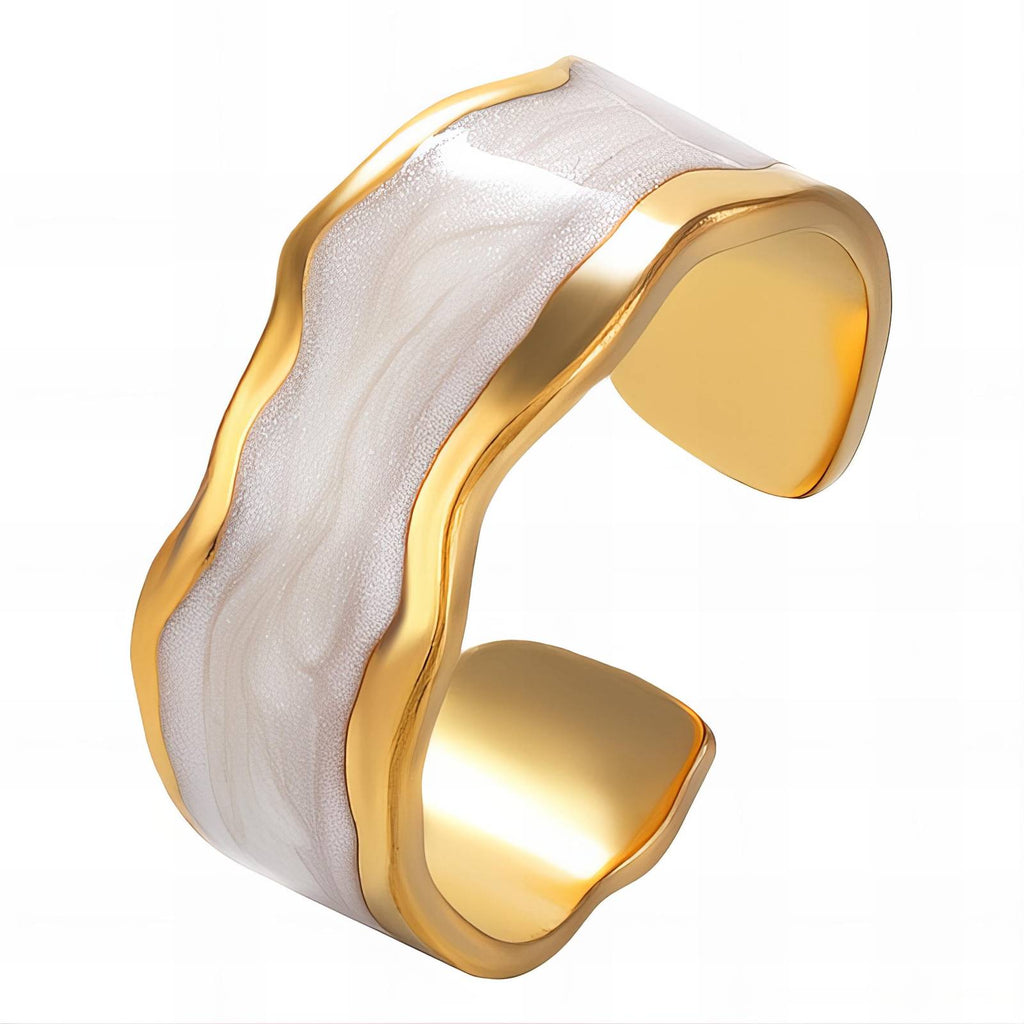 Enamel Wave Band gold ring by Boujee & Co