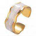 Enamel Wave Band gold ring by Boujee & Co