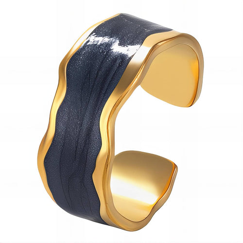 Enamel Wave Band waterproof ring by Boujee & Co