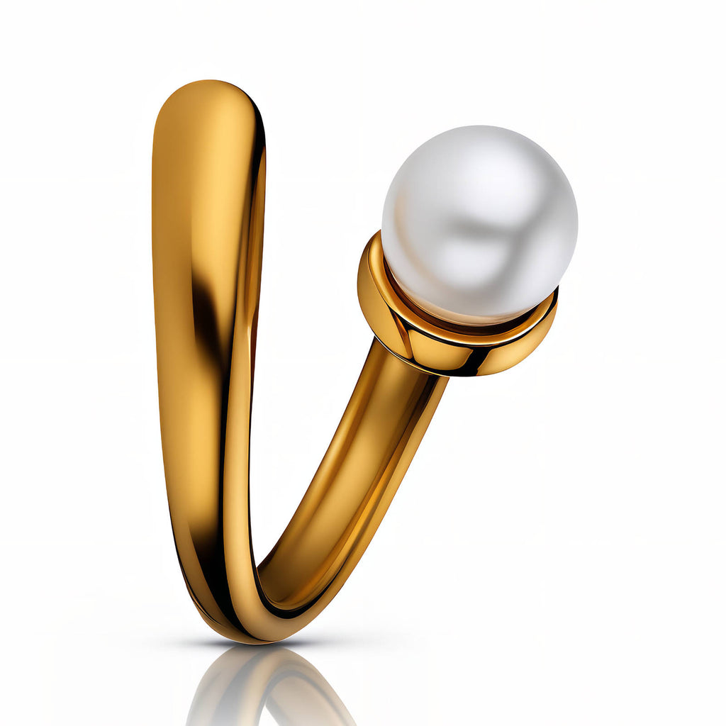 Pearl Curve Band gold pearl ring by Boujee & Co