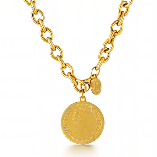Coin Medallion Necklace gold pendant necklace by Boujee & Co