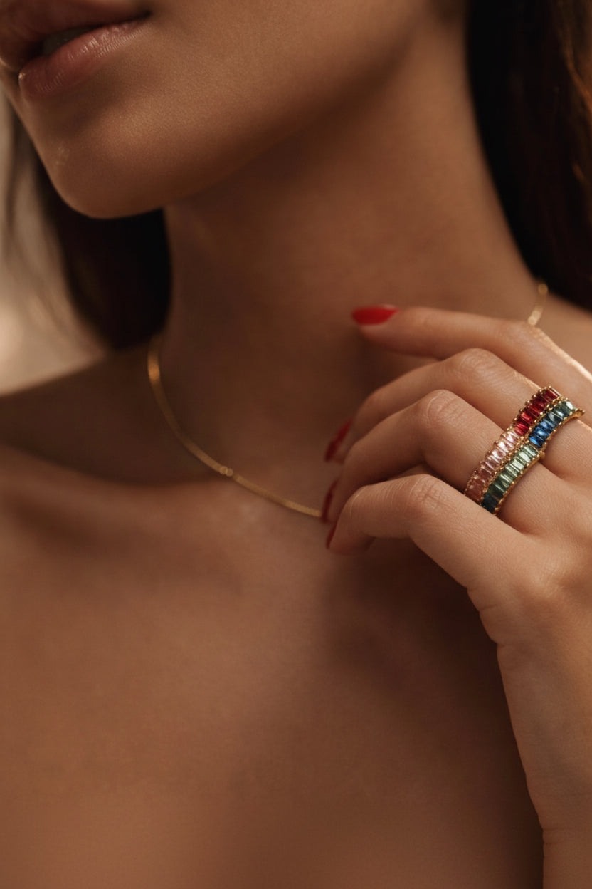 Baguette Stone Ring colorful gemstone ring by Boujee & Co