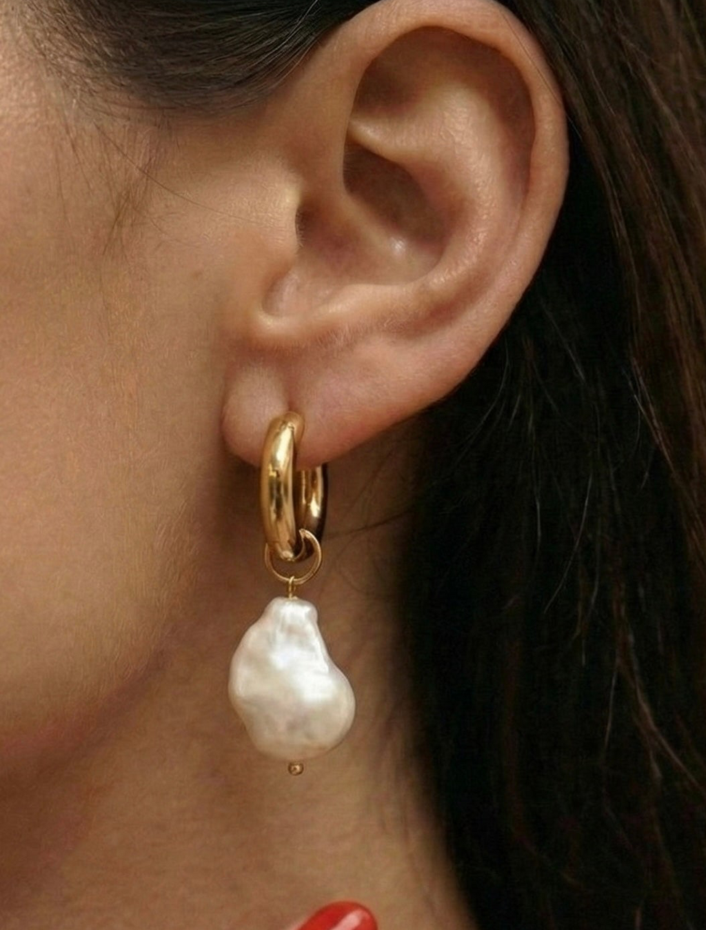 Pearl Teardrop Earrings lifestyle image by Boujee & Co