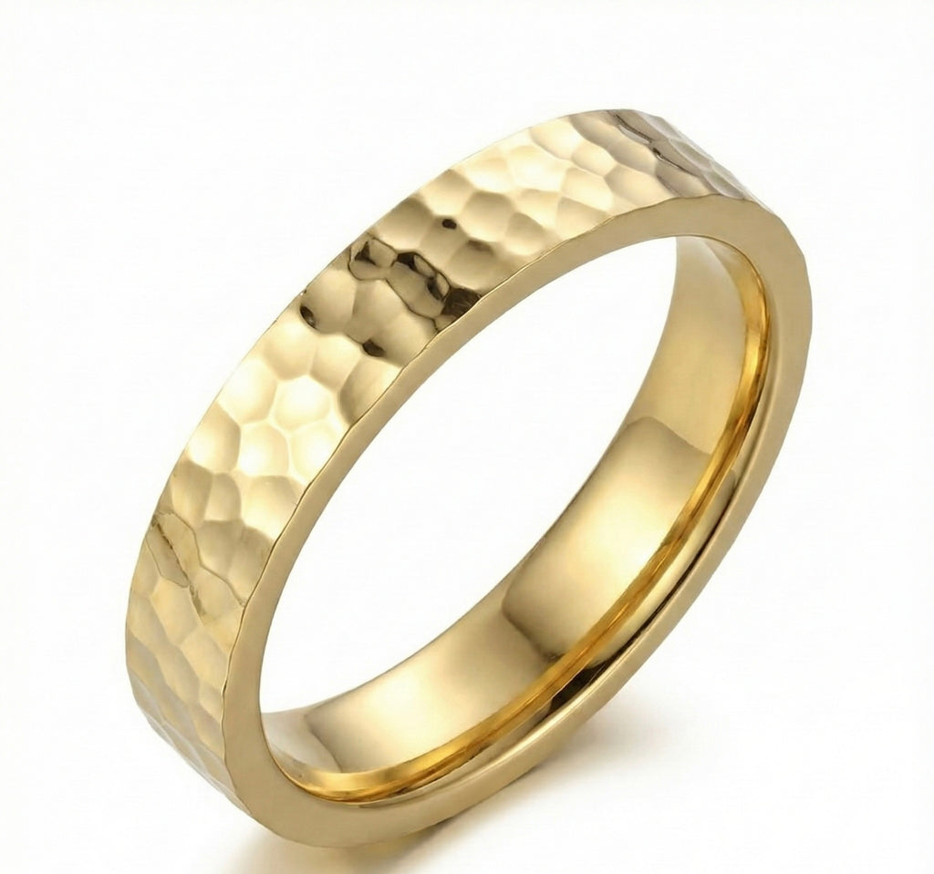 Hammered Band Ring textured gold ring by Boujee & Co
