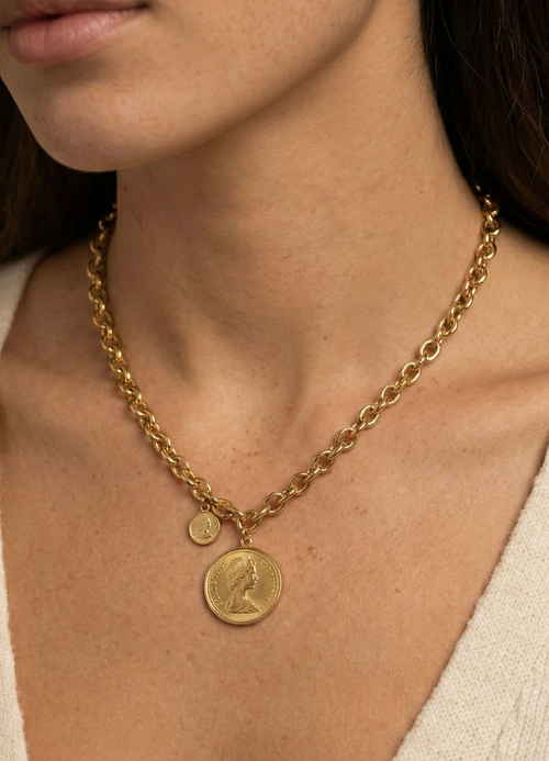 Coin Medallion Necklace lifestyle image by Boujee & Co
